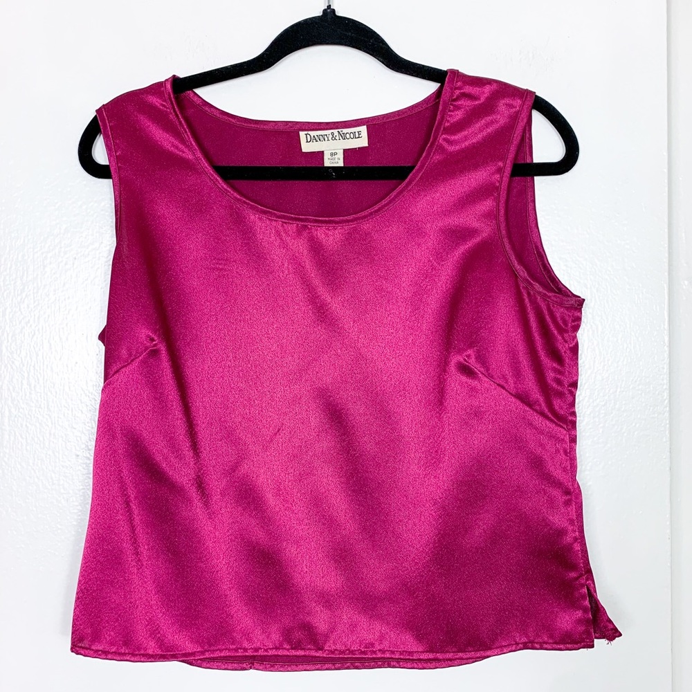 Danny & Nicole Vintage Maroon Satin Sleeveless Blouse
